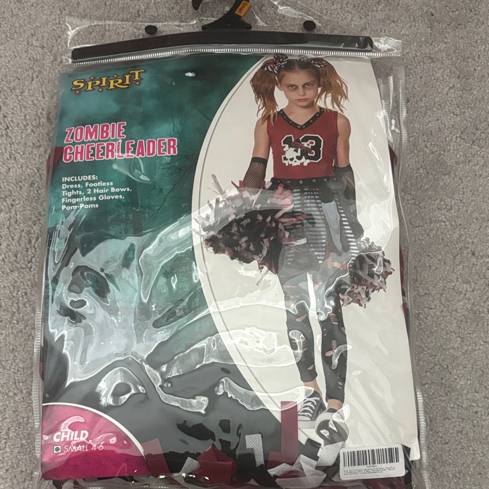 Spirit Zombie Cheerleader Costume for Kids - Burgundy and Black